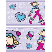 Groovy Chick Lilac Wallpaper Border
