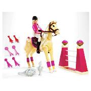 Jumping Tawny Horse and Barbie